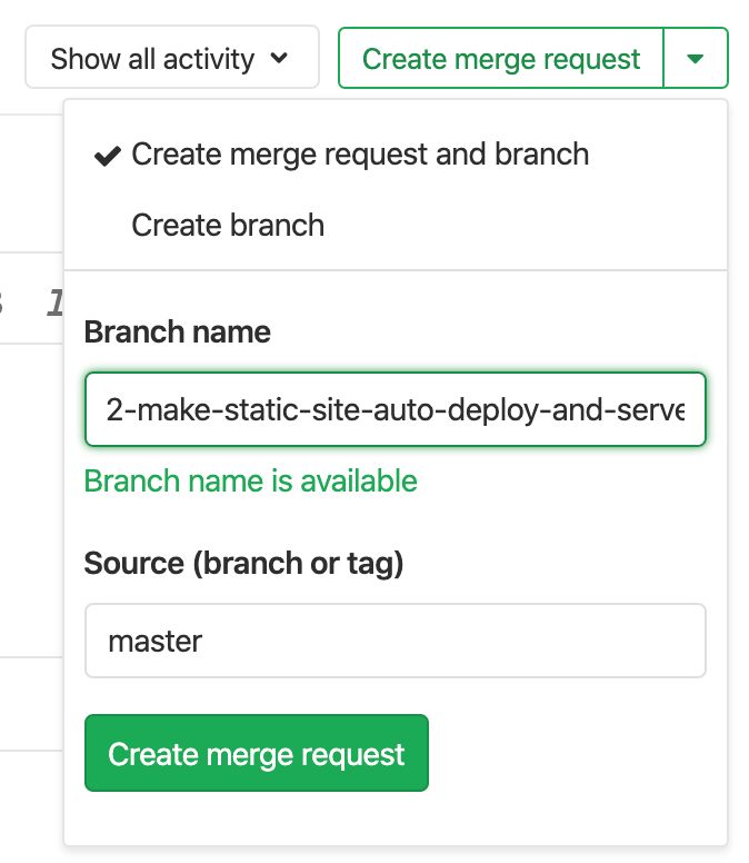 New Branch Button