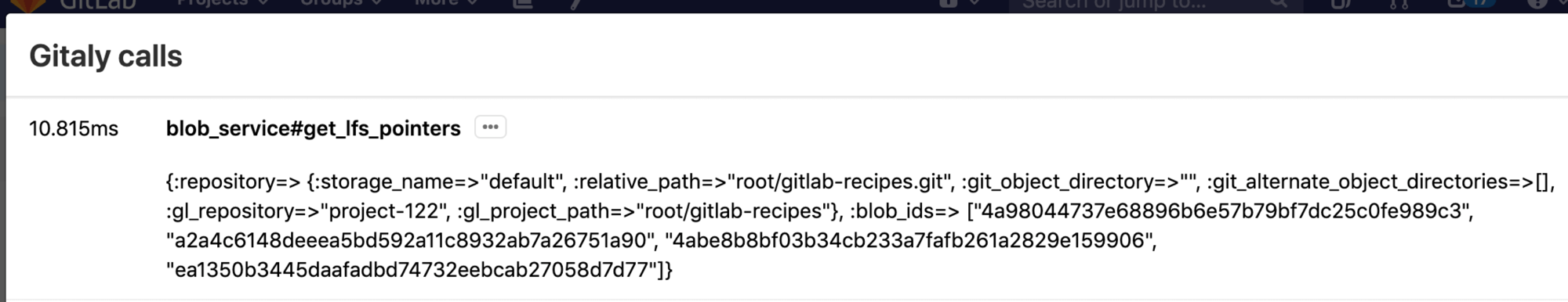 Gitaly profiling using the Performance Bar