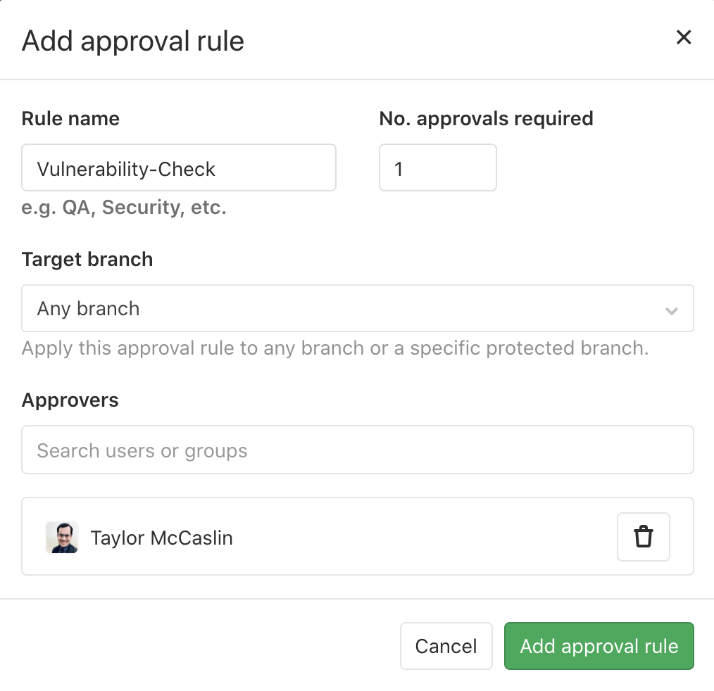 Vulnerability Check Approver Rule