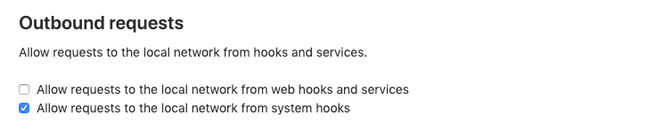 Outbound requests Admin Area settings