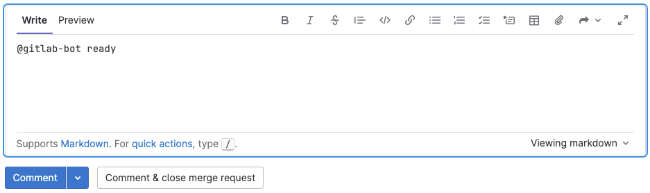 GitLab bot ready comment