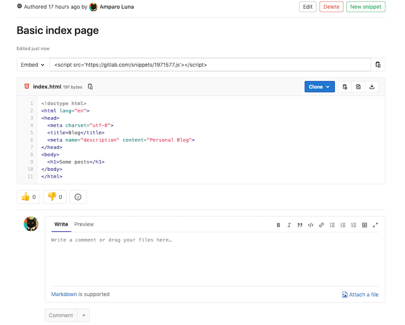 GitLab Snippet