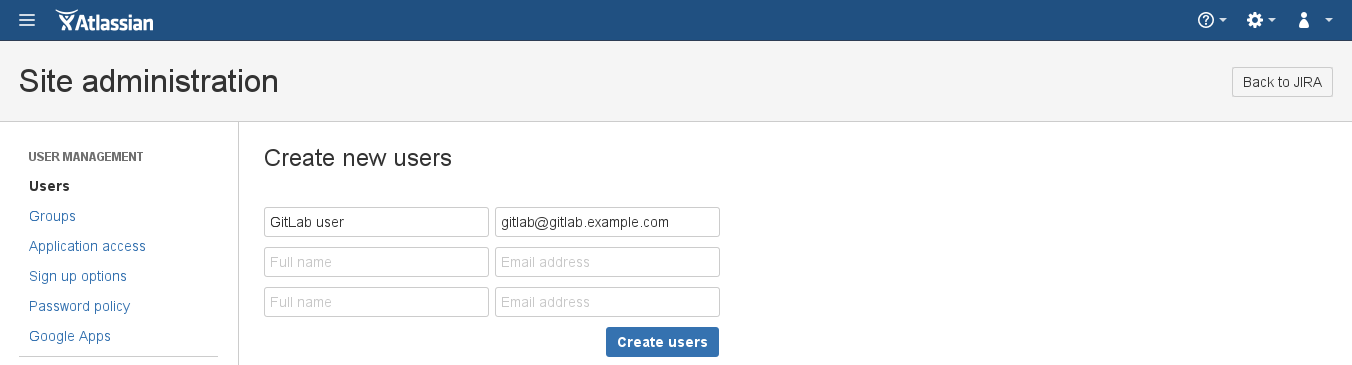 Jira create new user