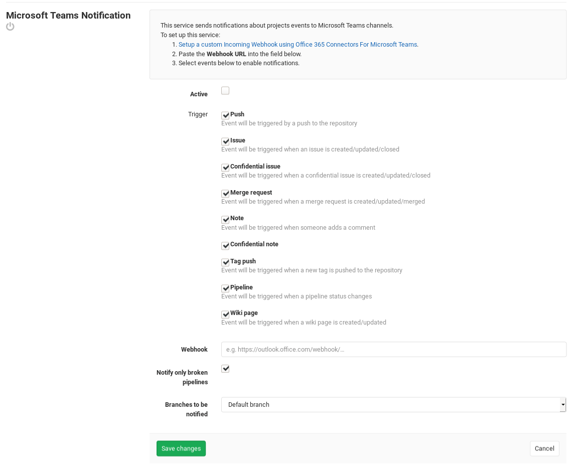 Microsoft Teams configuration