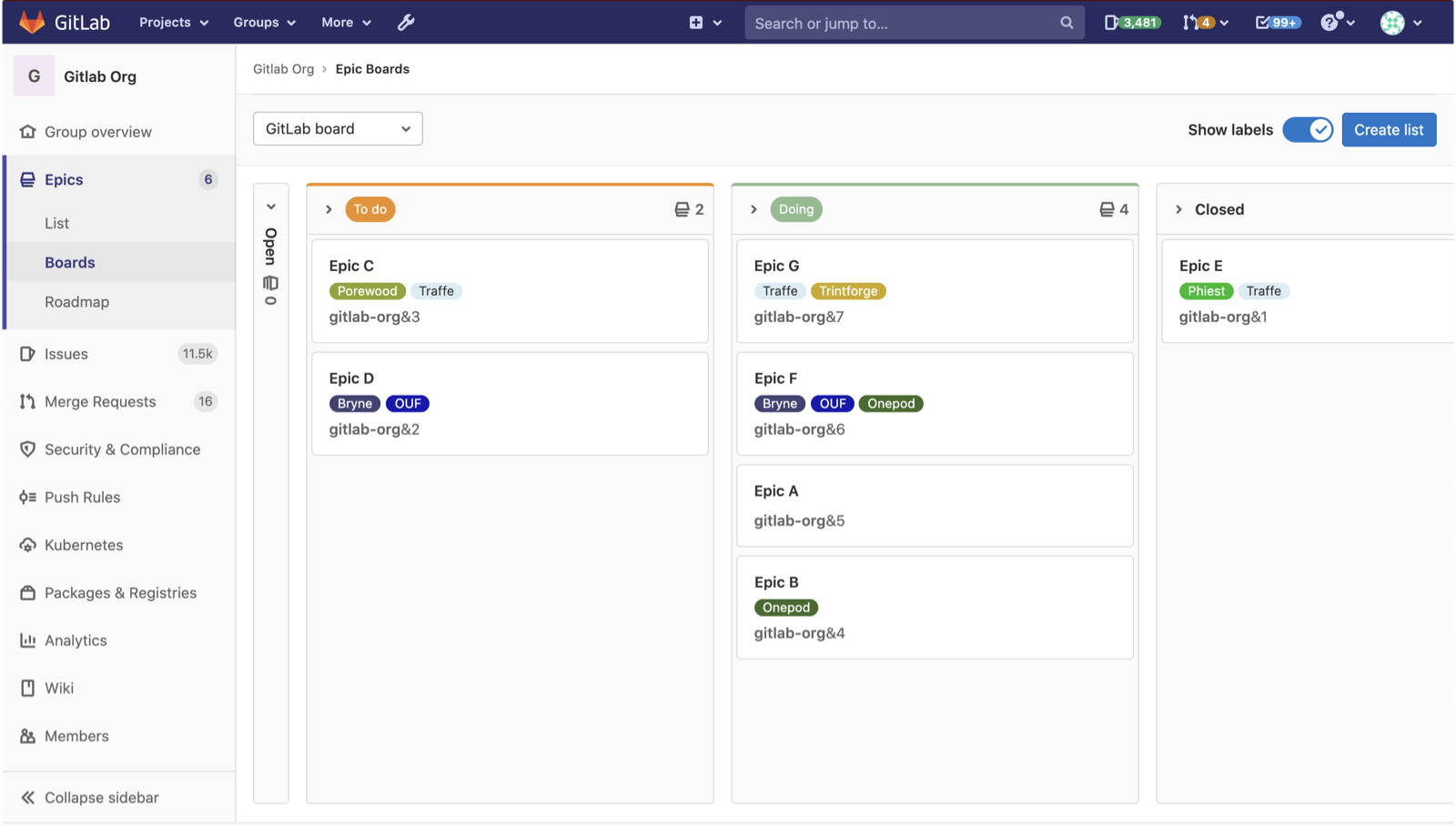 GitLab epic board - Premium