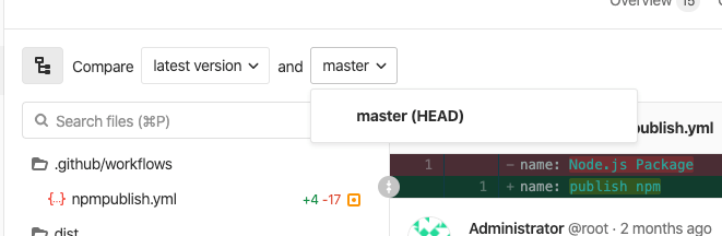 Merge request versions compare HEAD