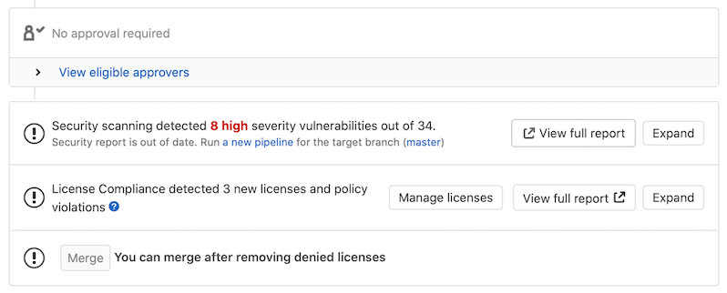 Merge Request with denied licenses