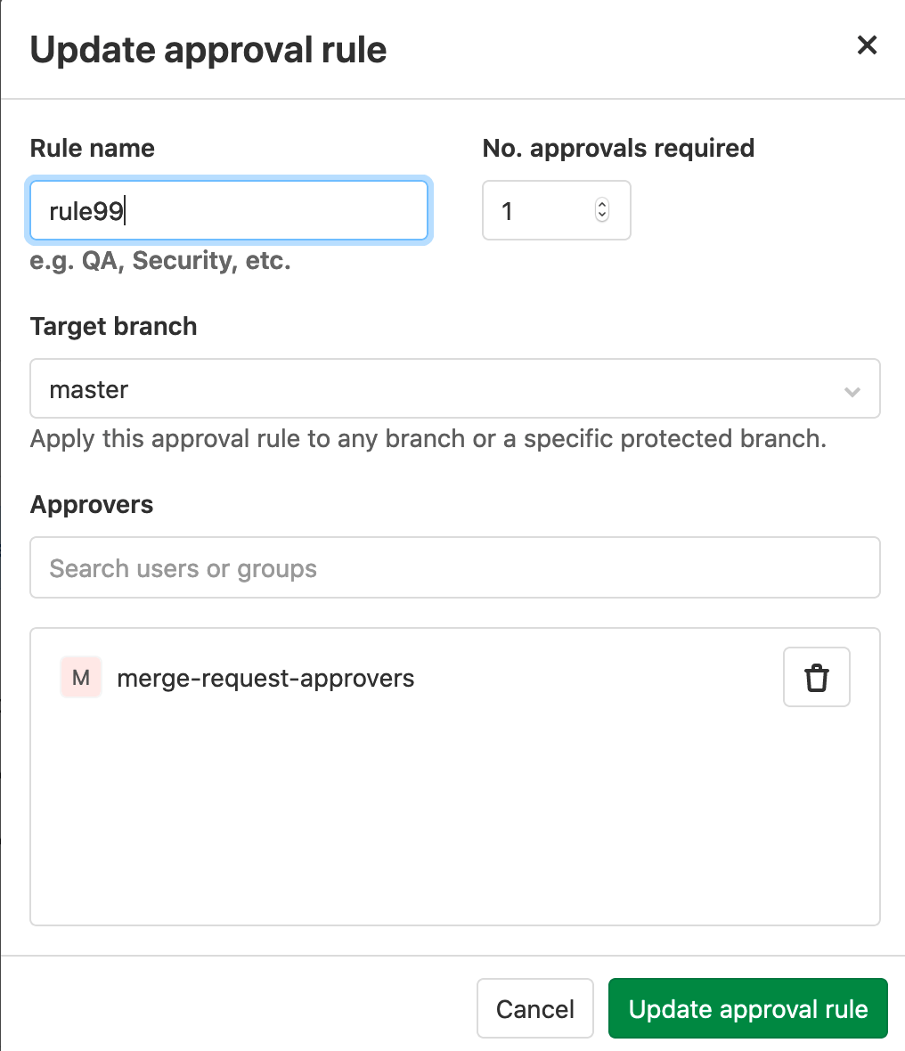 Update approval rule