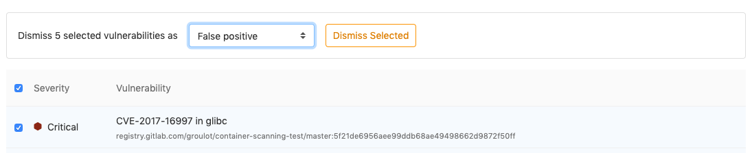 Multiple vulnerability dismissal