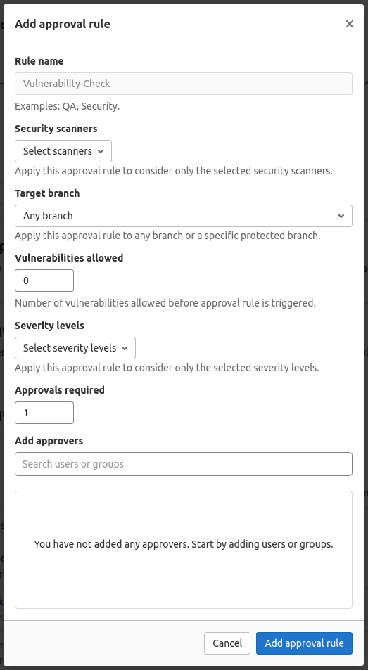 Vulnerability Check Approver Rule