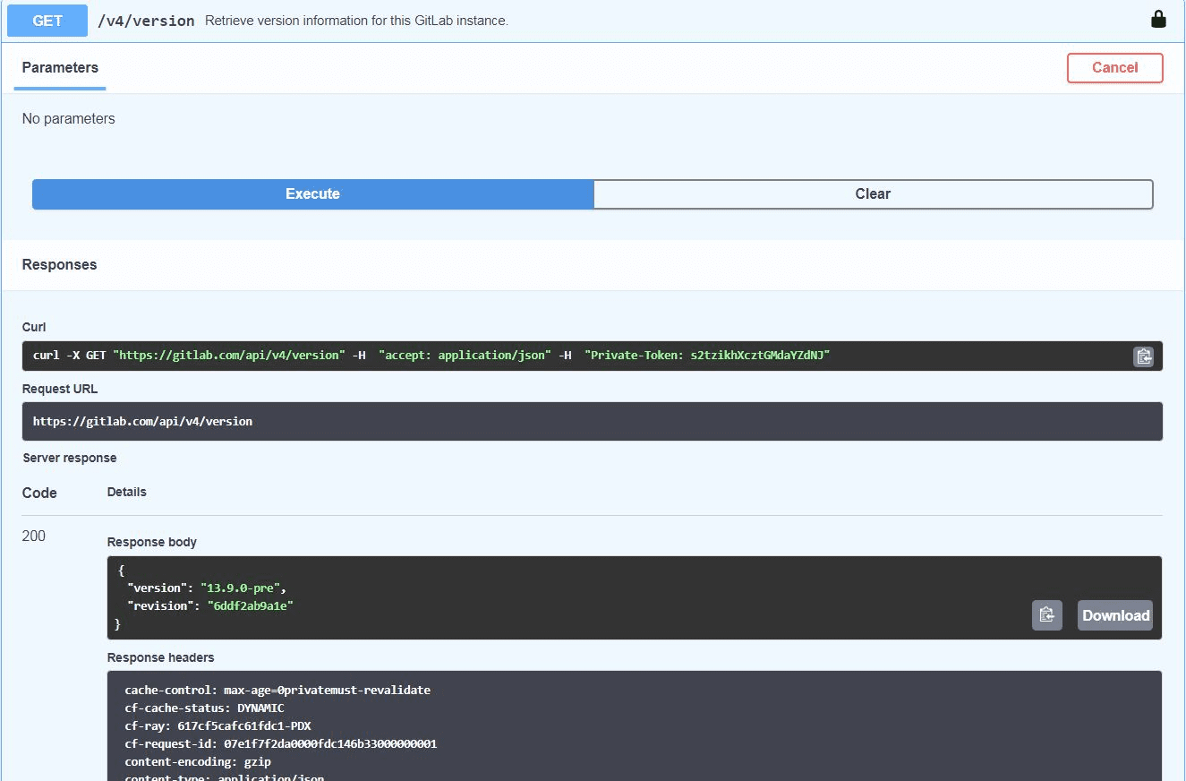 API viewer screenshot