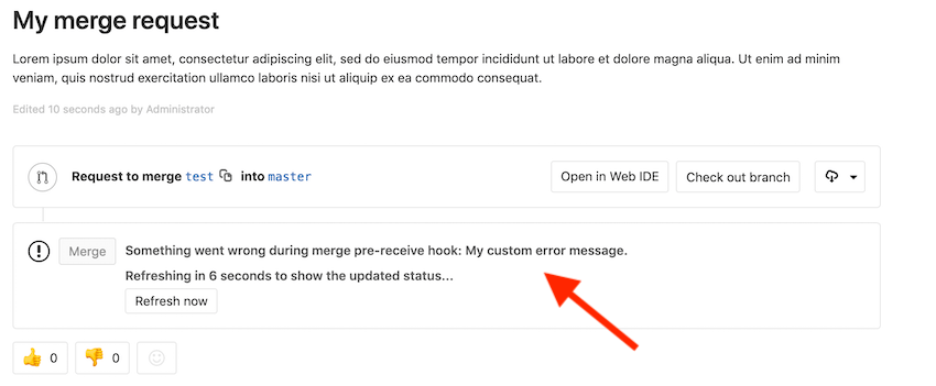 Custom message from custom Git hook