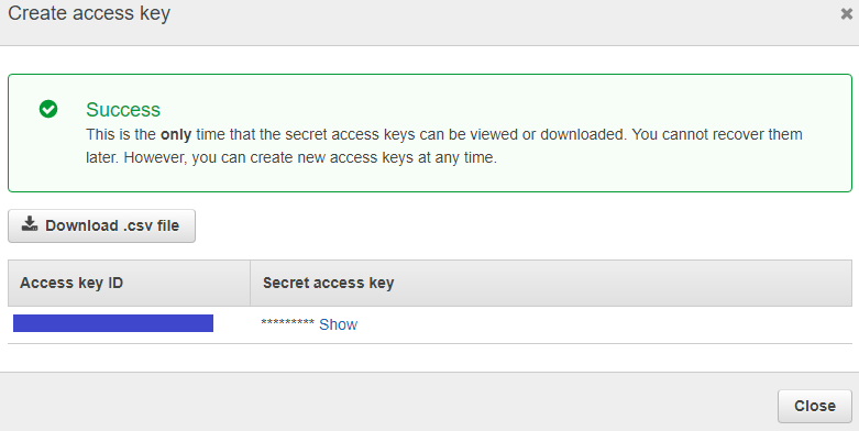 AWS Access Key Config