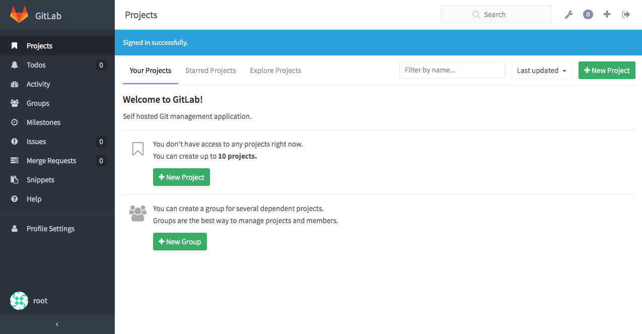 GitLab - Projects Page