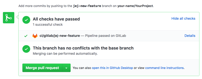 Pipeline status update on GitHub