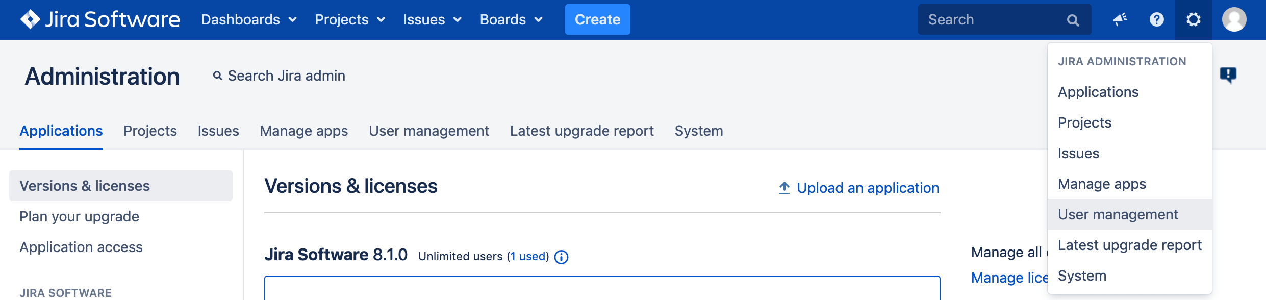 Jira user management link