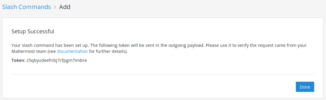 Mattermost slash command token