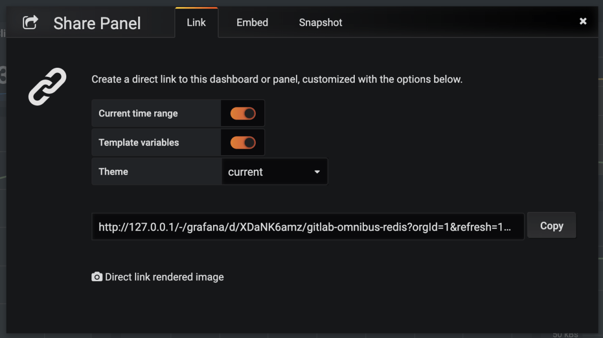 Grafana Sharing Dialog