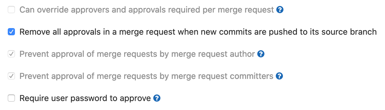 MR approval settings on compliance projects