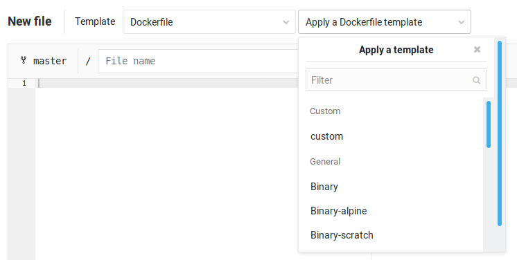 Custom template dropdown menu