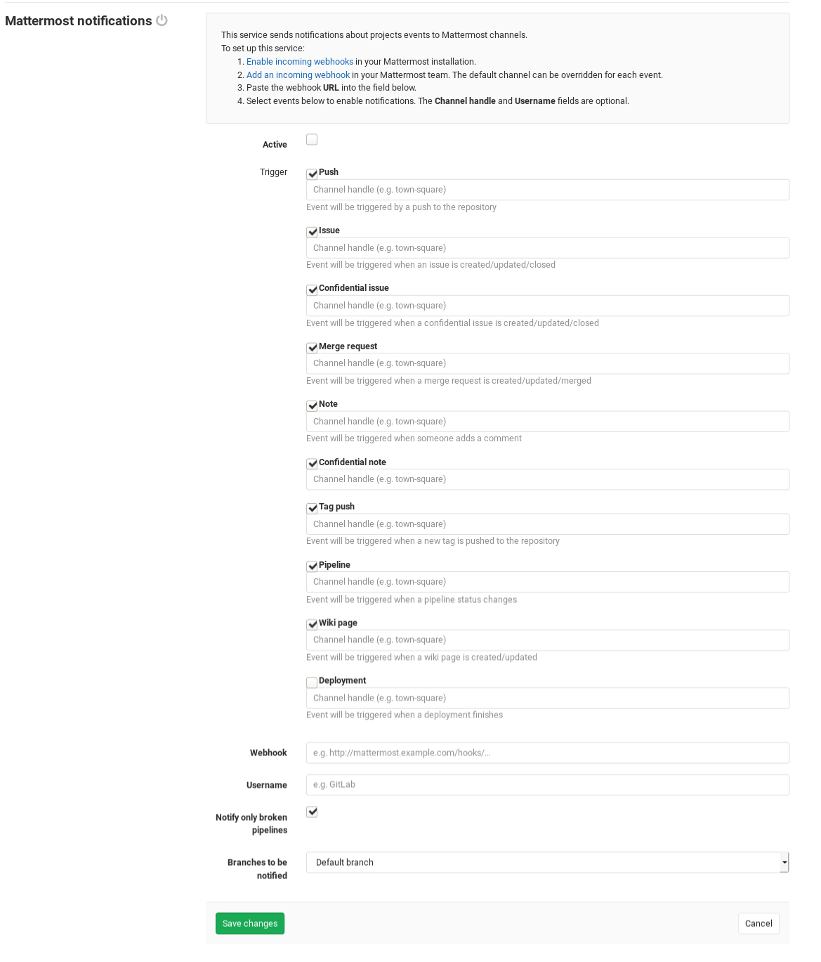 Mattermost configuration