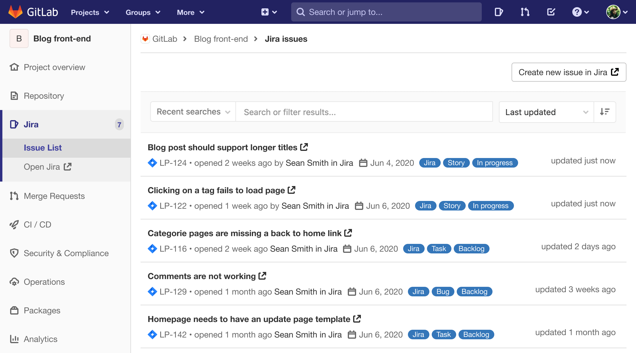 Jira issues integration enabled