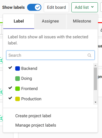 creating a new list in an issue board