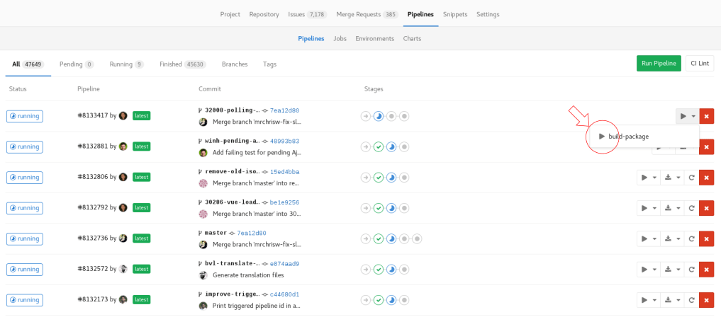 Build package manual action