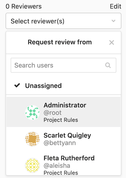 Reviewer approval rules in sidebar