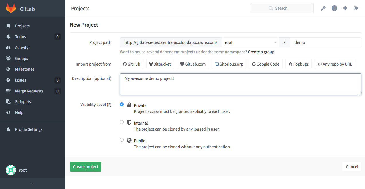 GitLab - New Project