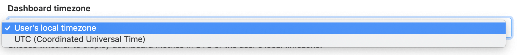 Dashboard timezone setting