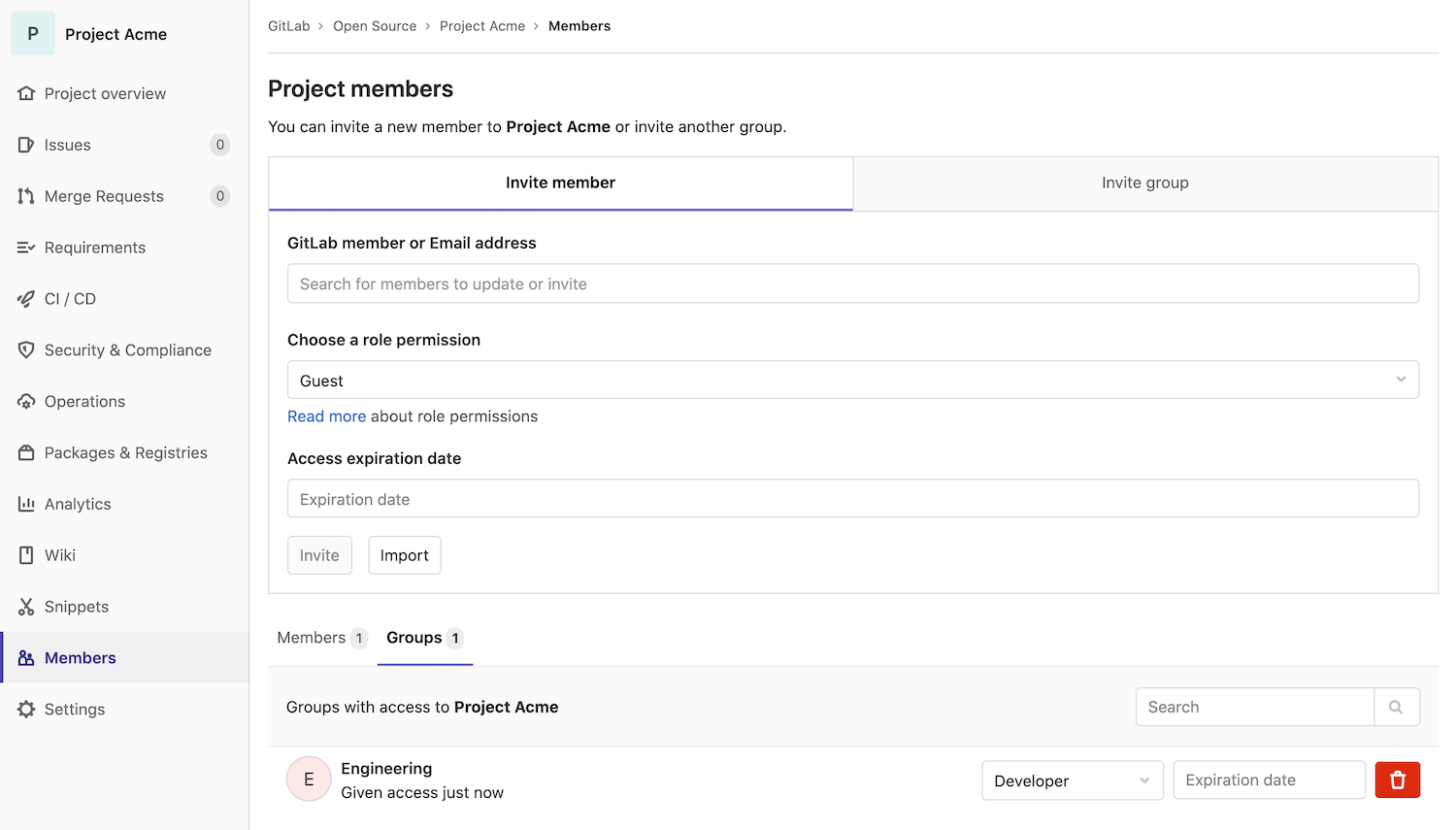 'Engineering' group is listed in Groups tab