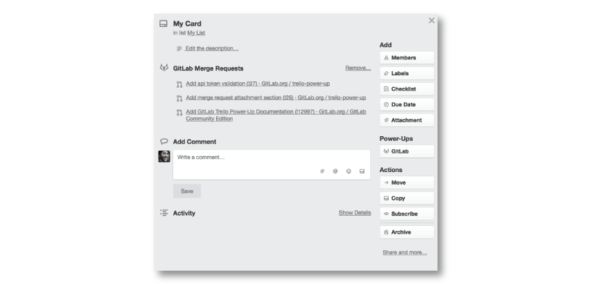 GitLab Trello PowerUp - Trello card