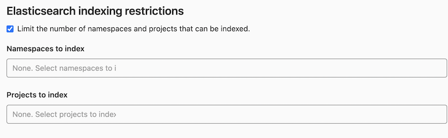 limit namespaces and projects options