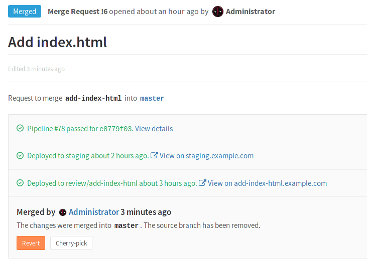 Environment URLs in merge request