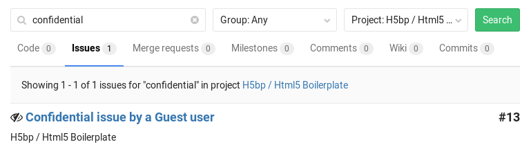 Confidential issues search guest