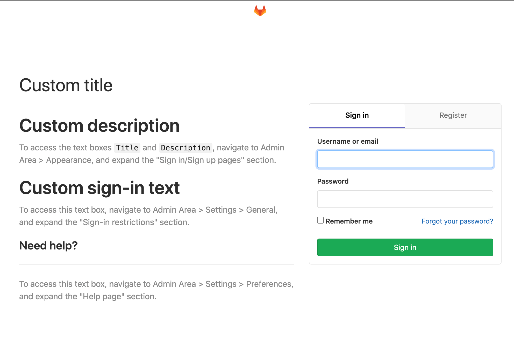 Sign-in page