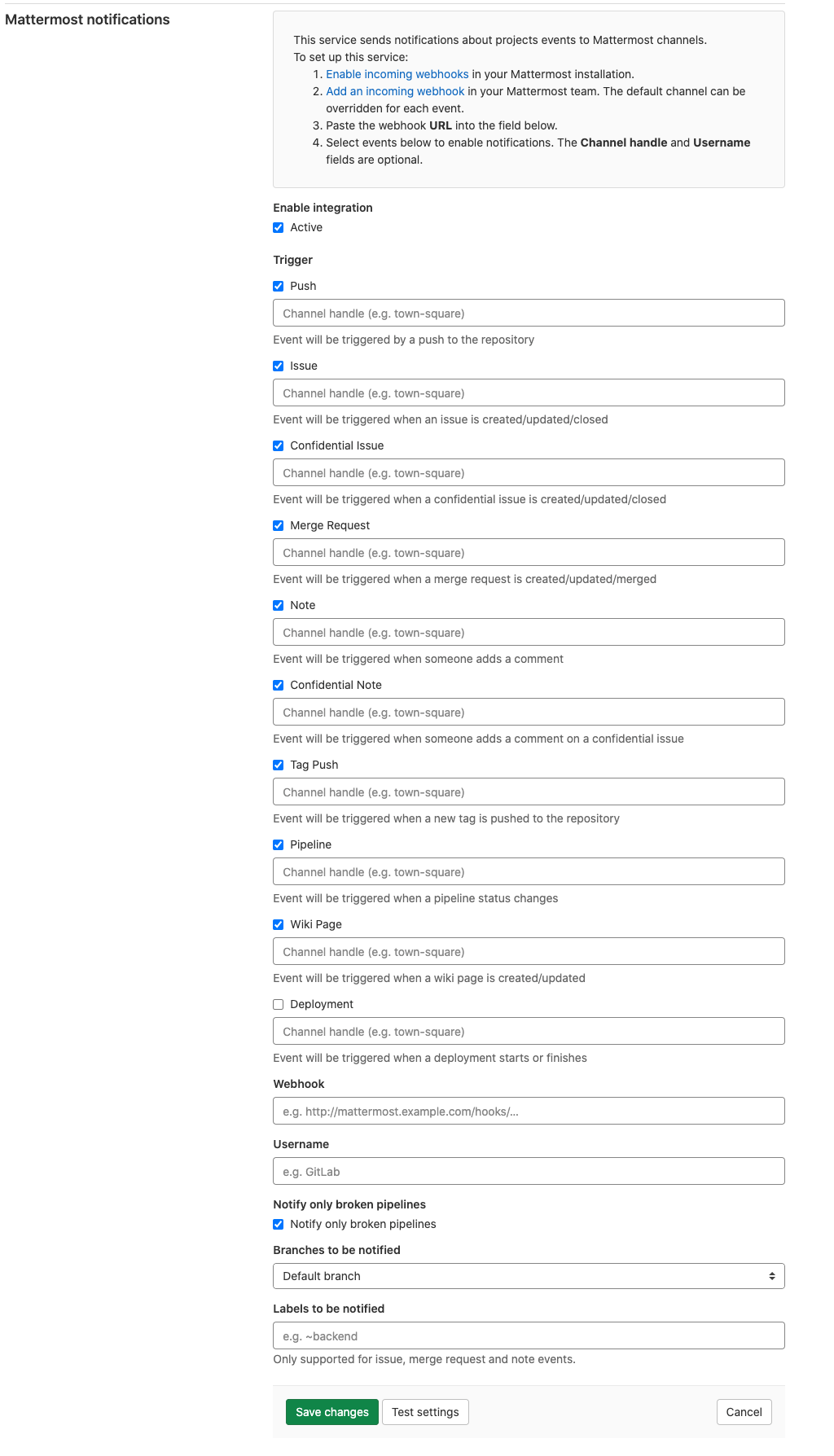 Mattermost configuration