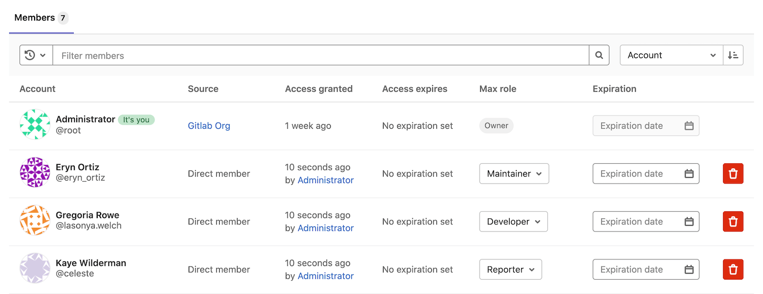 Members list of new members