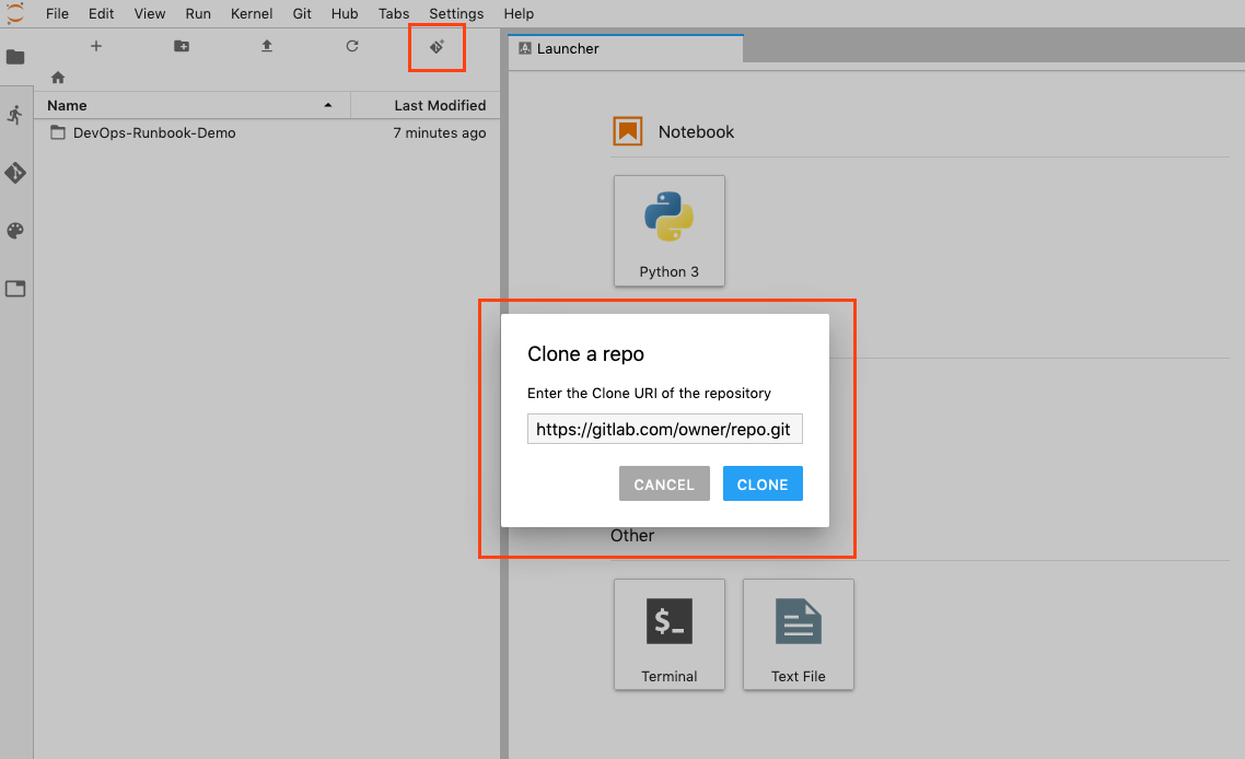 Jupyter clone repository