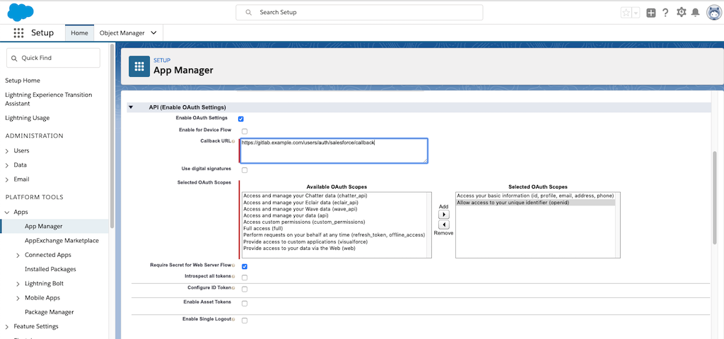 SalesForce Oauth App Details