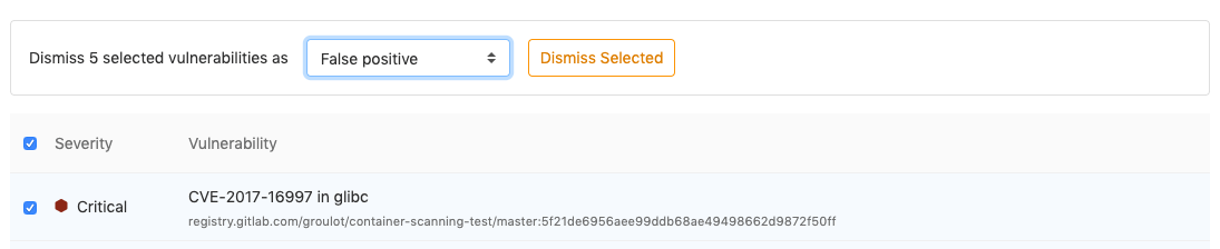 Multiple vulnerability dismissal