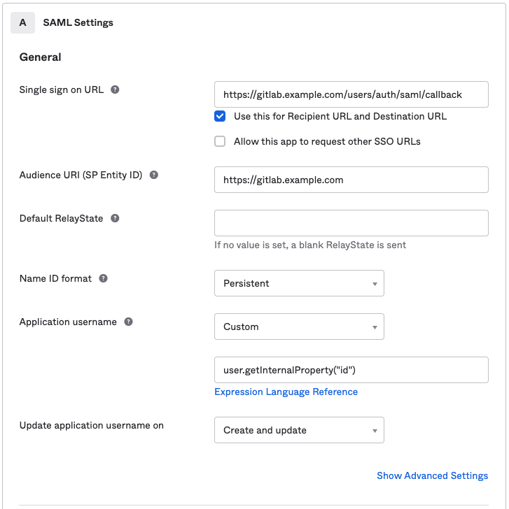 Okta admin panel view