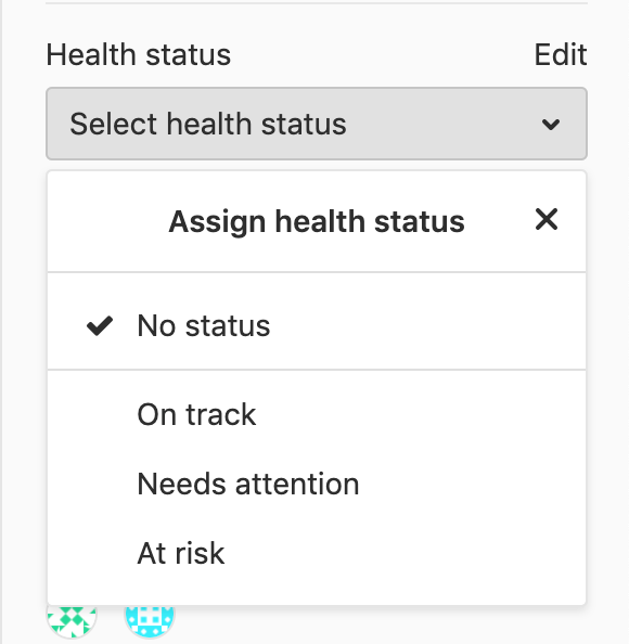 "On track" health status on an issue