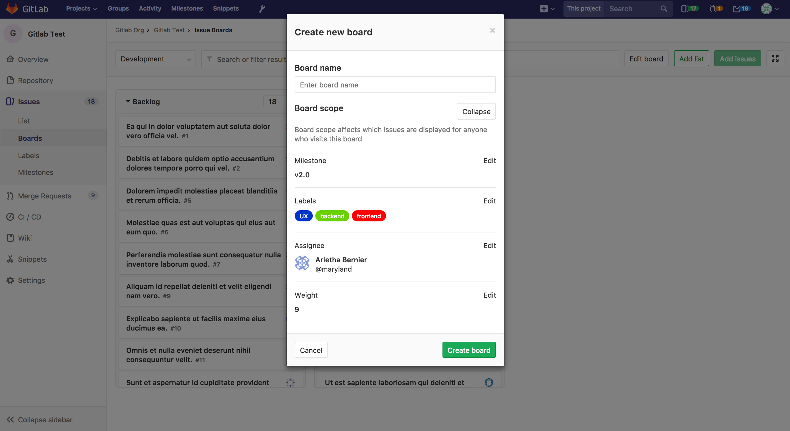 Create scoped board