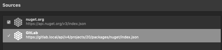 Visual Studio NuGet source added