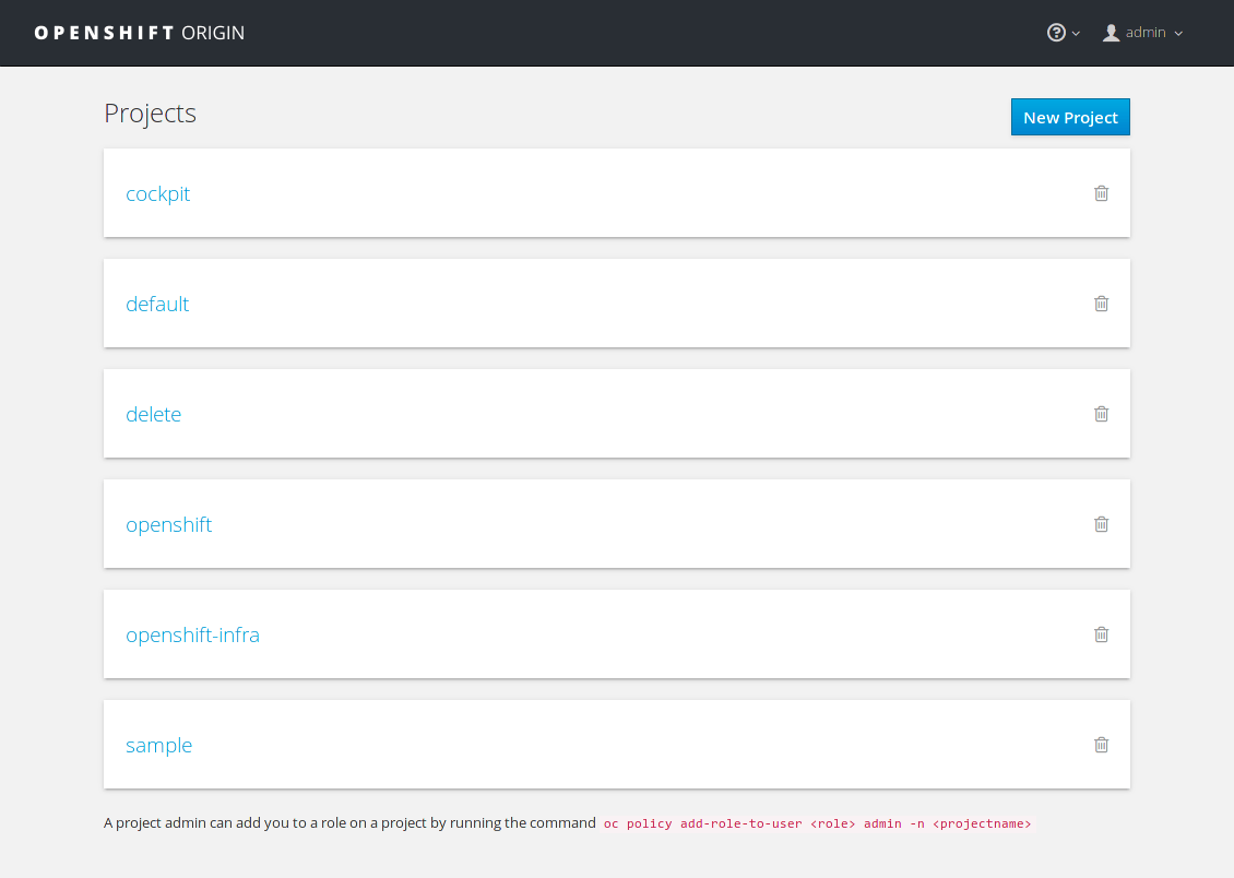 OpenShift web console