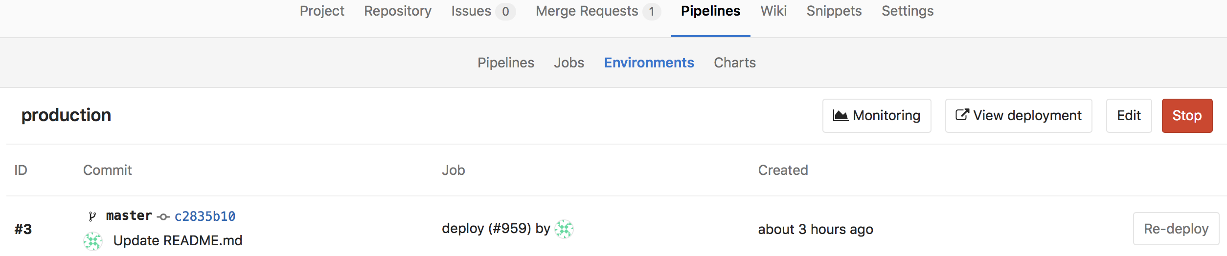 Environment Detail with Metrics