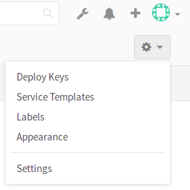 Admin area settings button