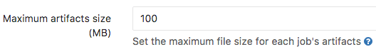 Admin area maximum artifacts size